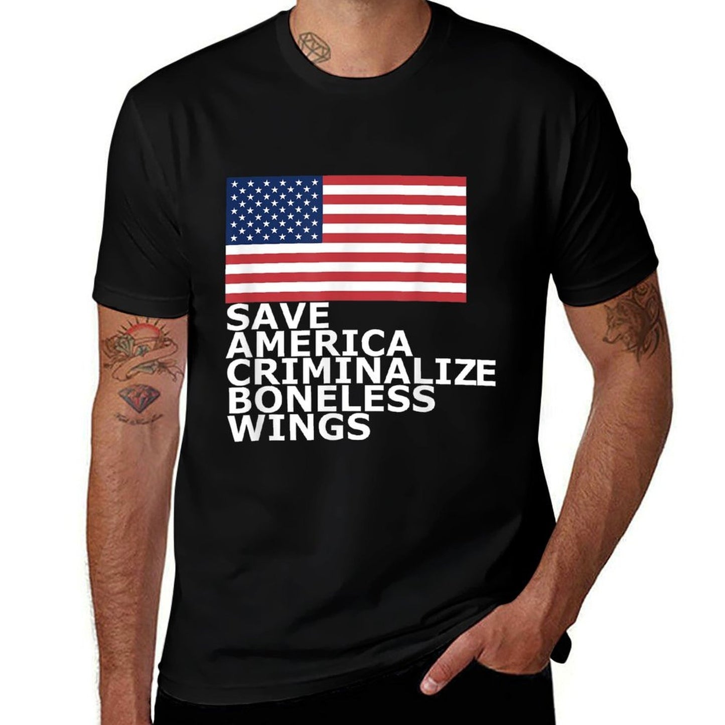 4th of July America Boneless Wings Patriotic Funny July 4  Moisture-wicking T-Shirt