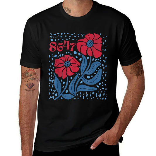 8647 Subtle Anti Trump 86 47 Floral Boho Style  Easy-care T-Shirt