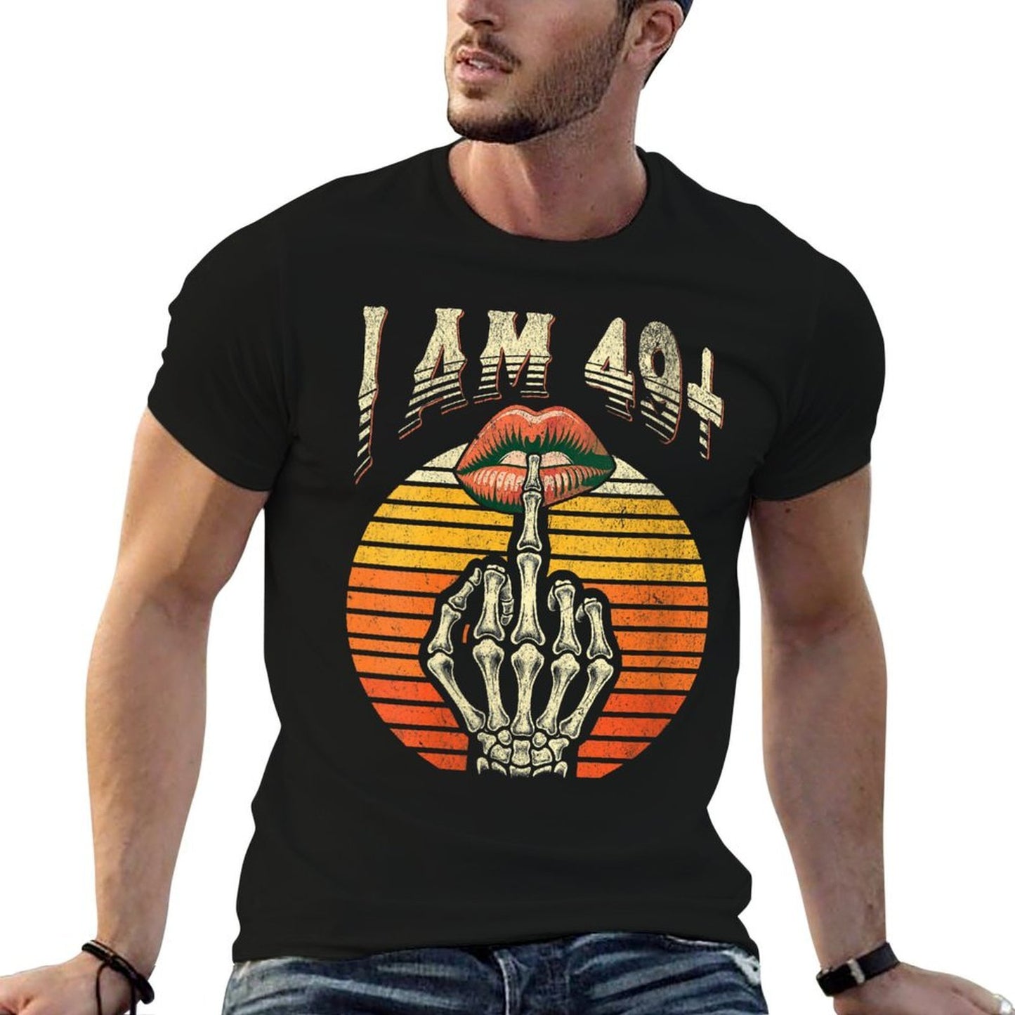 Womens 50th Birthday I Am 49 Plus 1 Middle Finger Vintage 49+1  Tagless Design T-Shirt