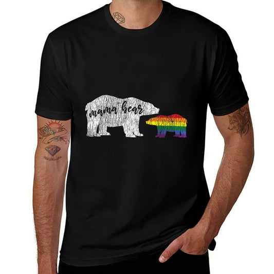 Vintage Mama Bear Love Proud Mom Family Matching Gay LGBTQ  Cotton T-Shirt