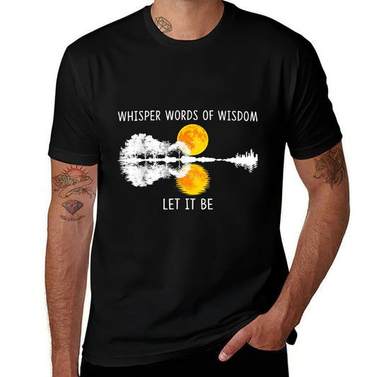 Whisper Words Of Wisdom Let-It Be Tshirt Guitar Lake Shadow  Graphic-printed T-Shirt