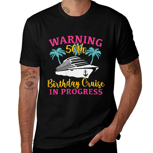 Womens Womens Warning 50th Birthday Cruise In Progress Funny Cruise  Polyester Blend T-Shirt