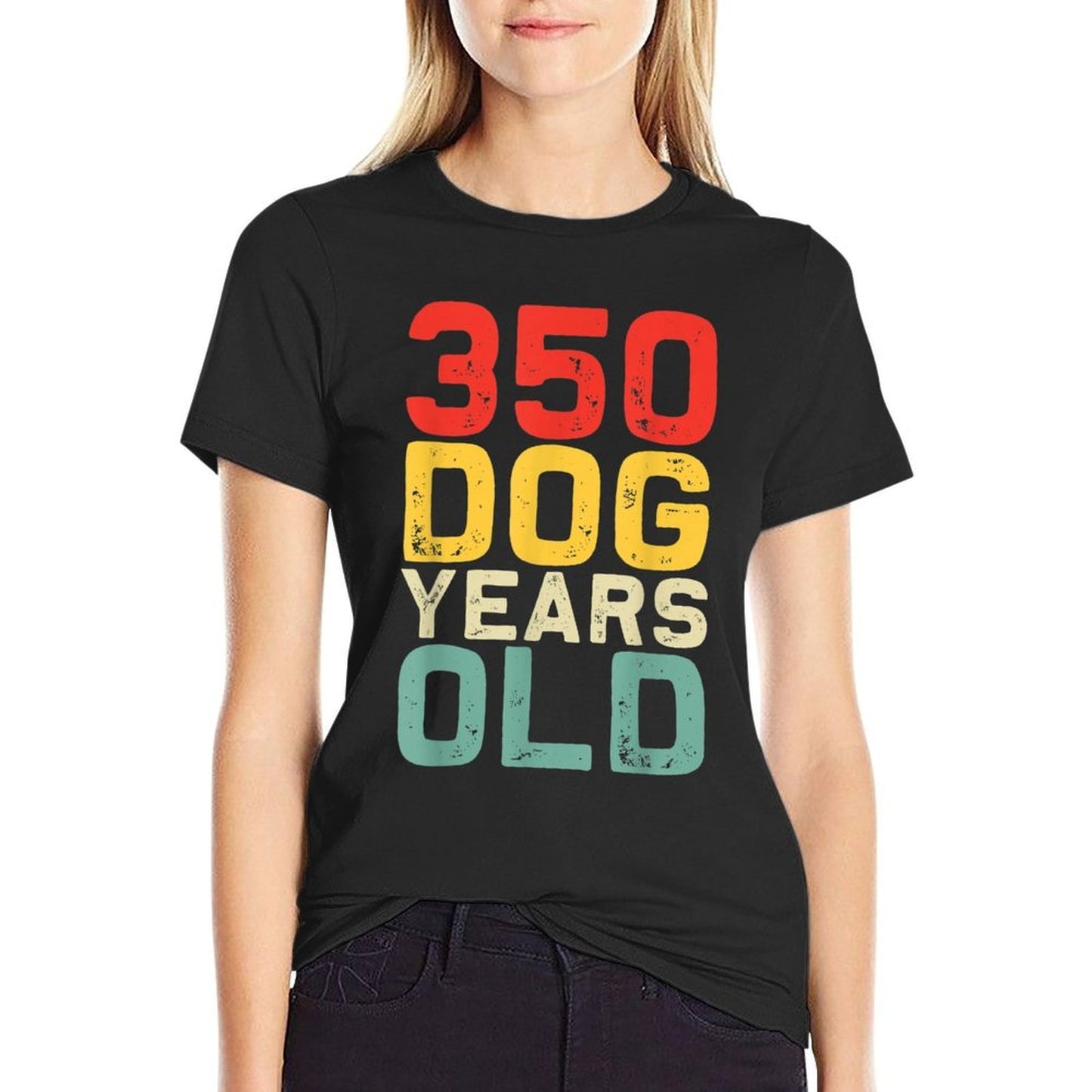350 Dog Years Old - Funny 50th Birthday Retro Vintage Gift  Ribbed Collar T-Shirt
