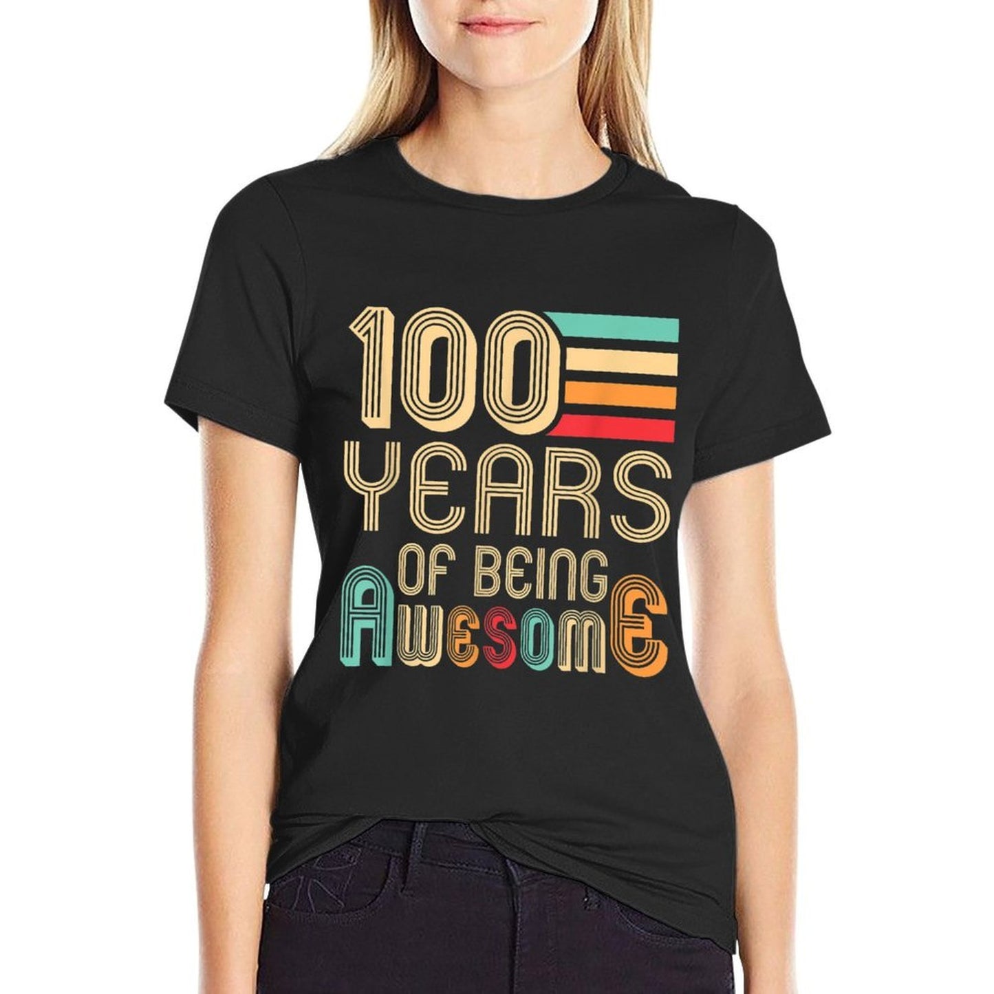 100 Years Of Being Awesome 100 Years Old 100th Birthday  Tagless Design T-Shirt