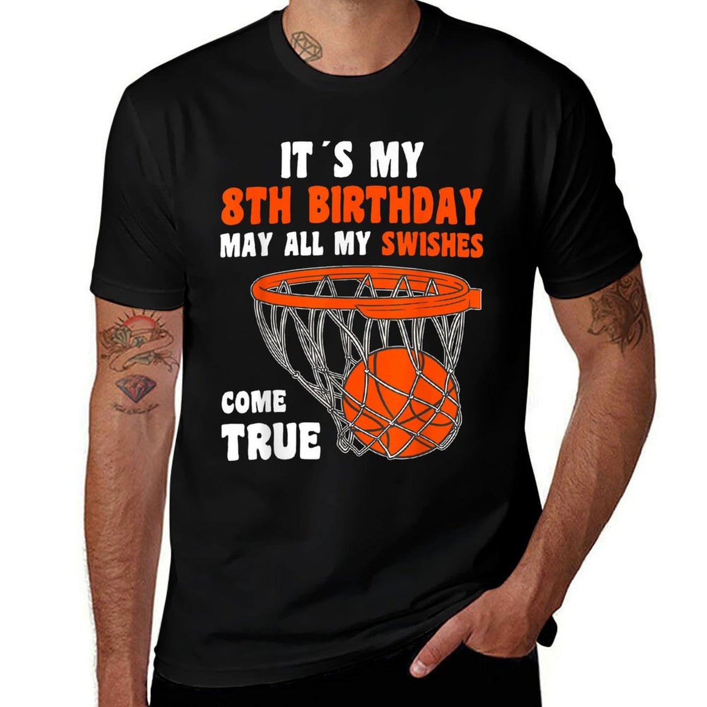 8 Year Old Happy 8th Birthday Basketball 8th Birthday  Affordable Price T-Shirt