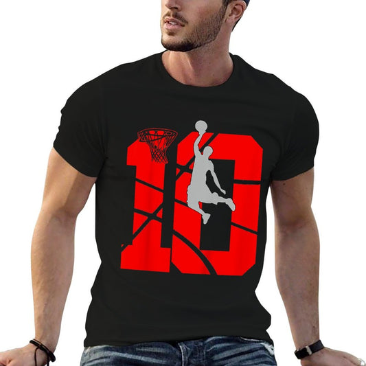 10 Year Old 10th Basketball Birthday PartyTheme Boys Girls  Easy-care T-Shirt
