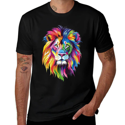 Vibrant Rainbow Lion Art for Bold Animal Lovers  Stretchy T-Shirt