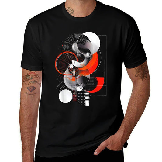 Abstract Red, Black And White Geometric Art  Lightweight T-Shirt