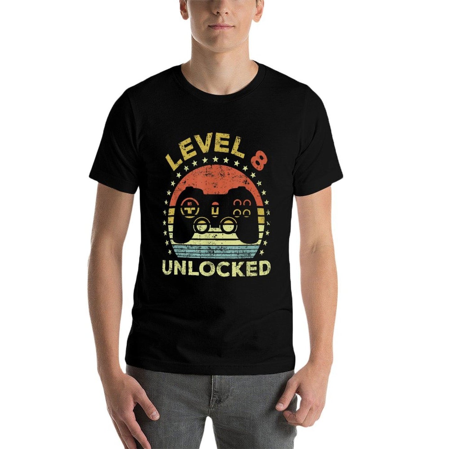 8th Birthday Gaming Level 8 Unlocked  Wrinkle-resistant T-Shirt