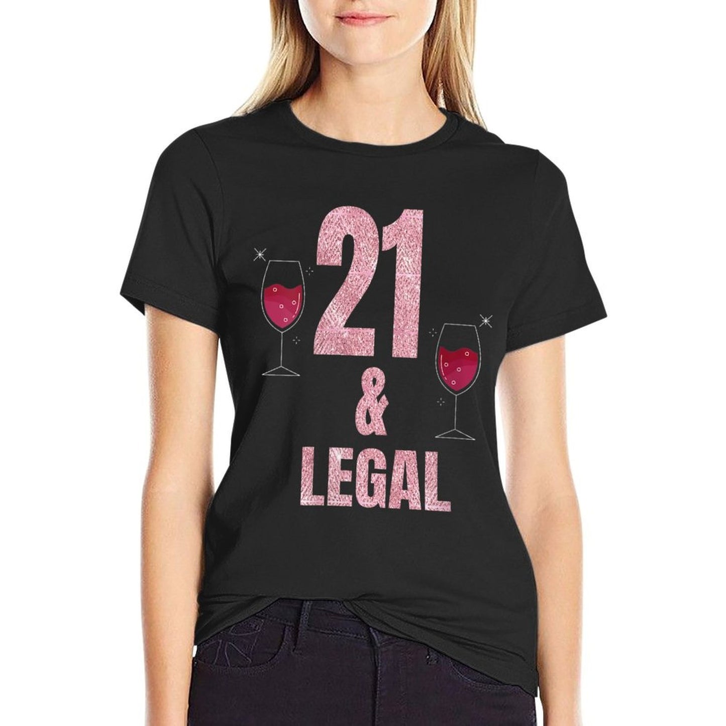 Womens 21st Birthday Gifts for Women Glam 21st Birthday T  Oversized Silhouette T-Shirt