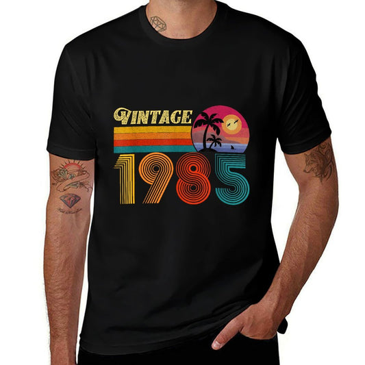 40th Birthday Gift 40 Years Old Men Women Retro Vintage 1985  Rolled Sleeves T-Shirt