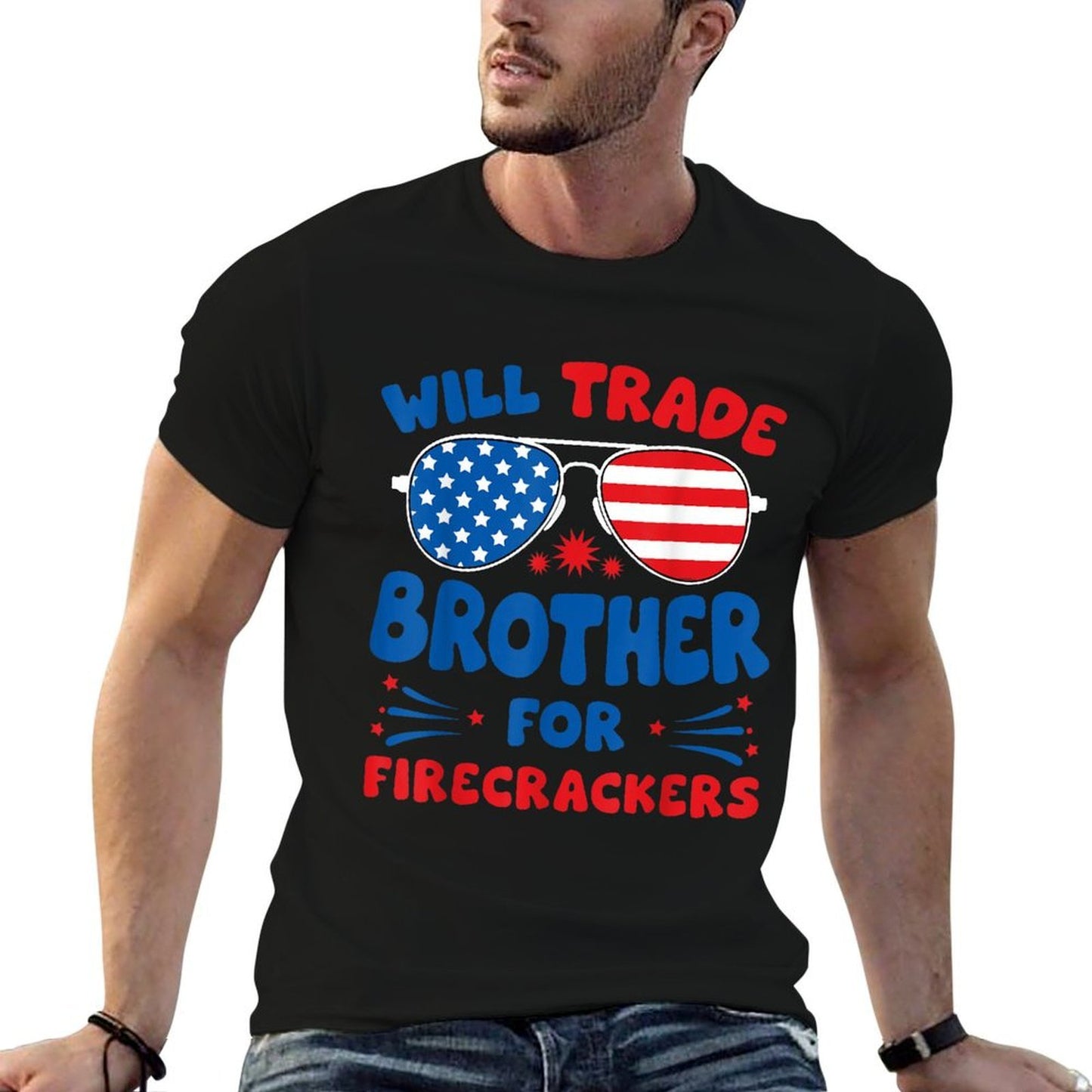 Will Trade Brother for Firecrackers Funny USA 4th Of July  Lightweight T-Shirt