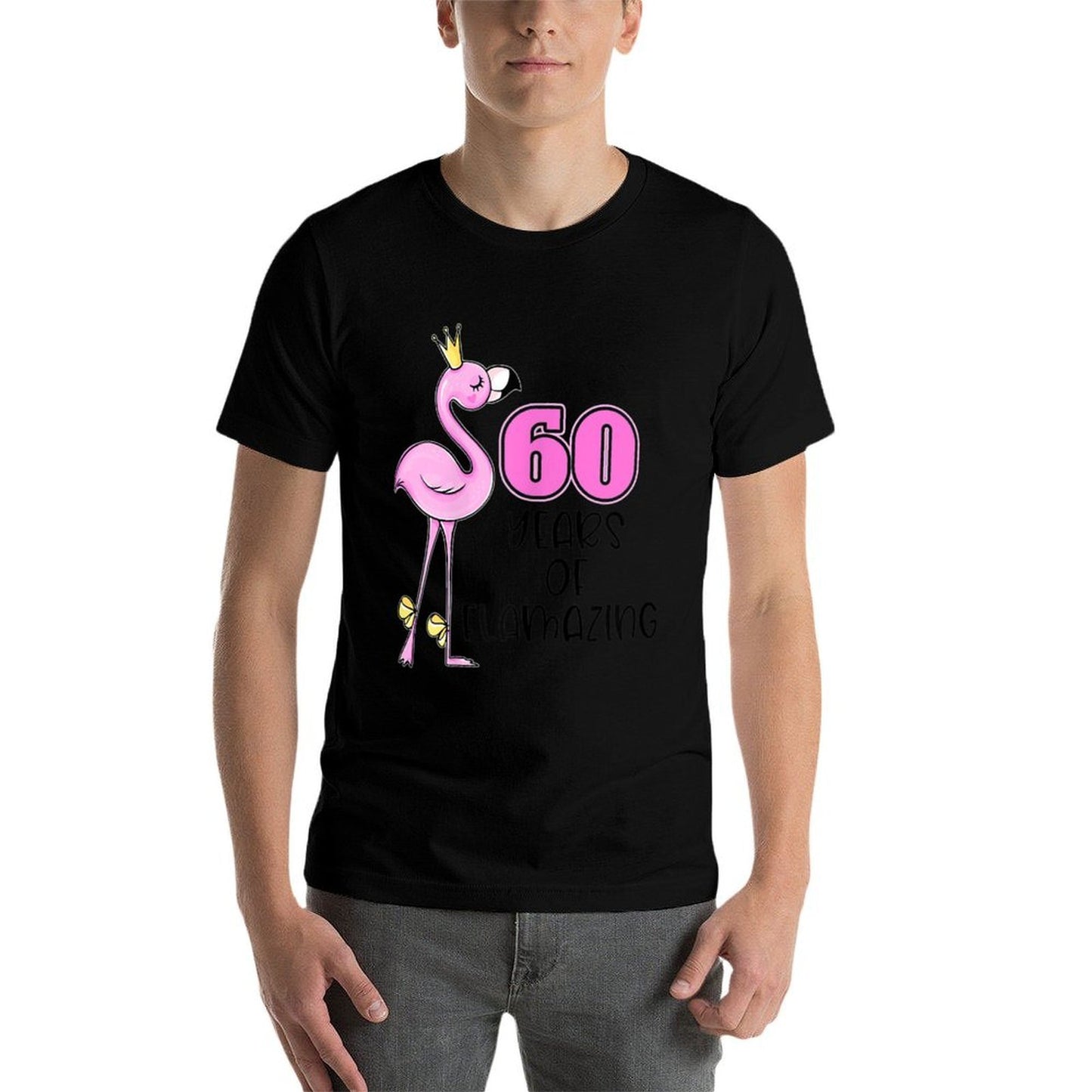 Womens 60 Years Of Flamazing Flamingo Design Beach 60th Birthday  Heathered Texture T-Shirt