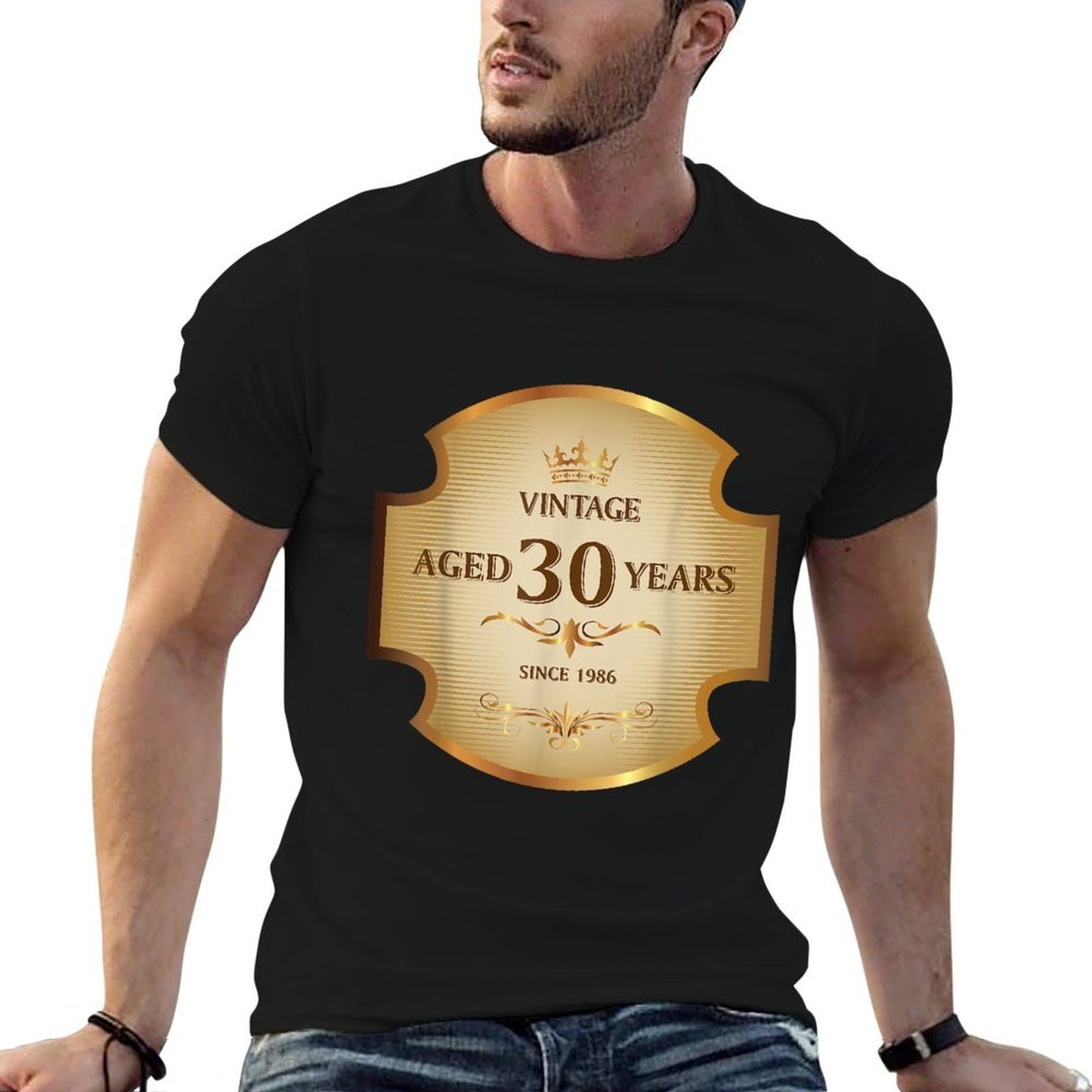 30th Birthday T Shirt, Vintage Aged 30 Years, Whiskey Label  Summer-ready Fabric T-Shirt