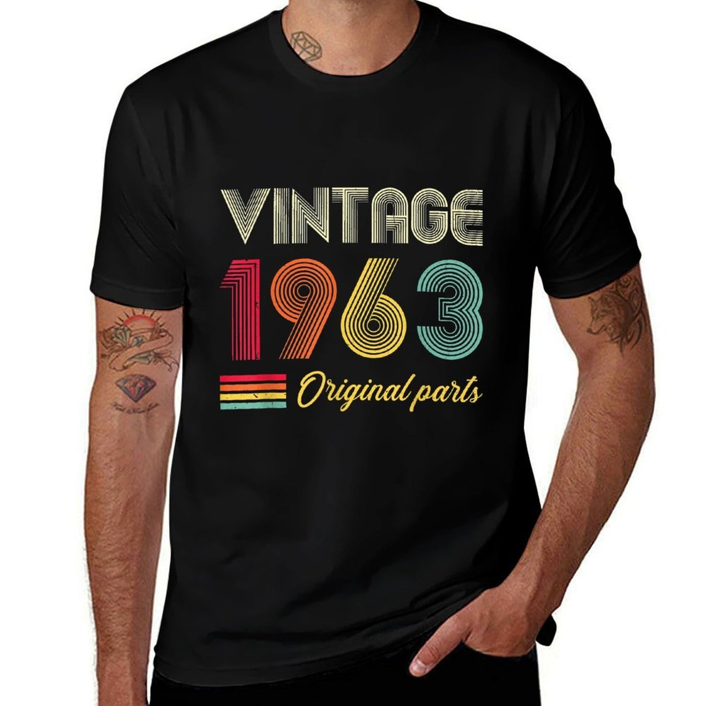 Vintage 1963 Original Parts 60 Years Old 60th Birthday  Trendy Pattern T-Shirt