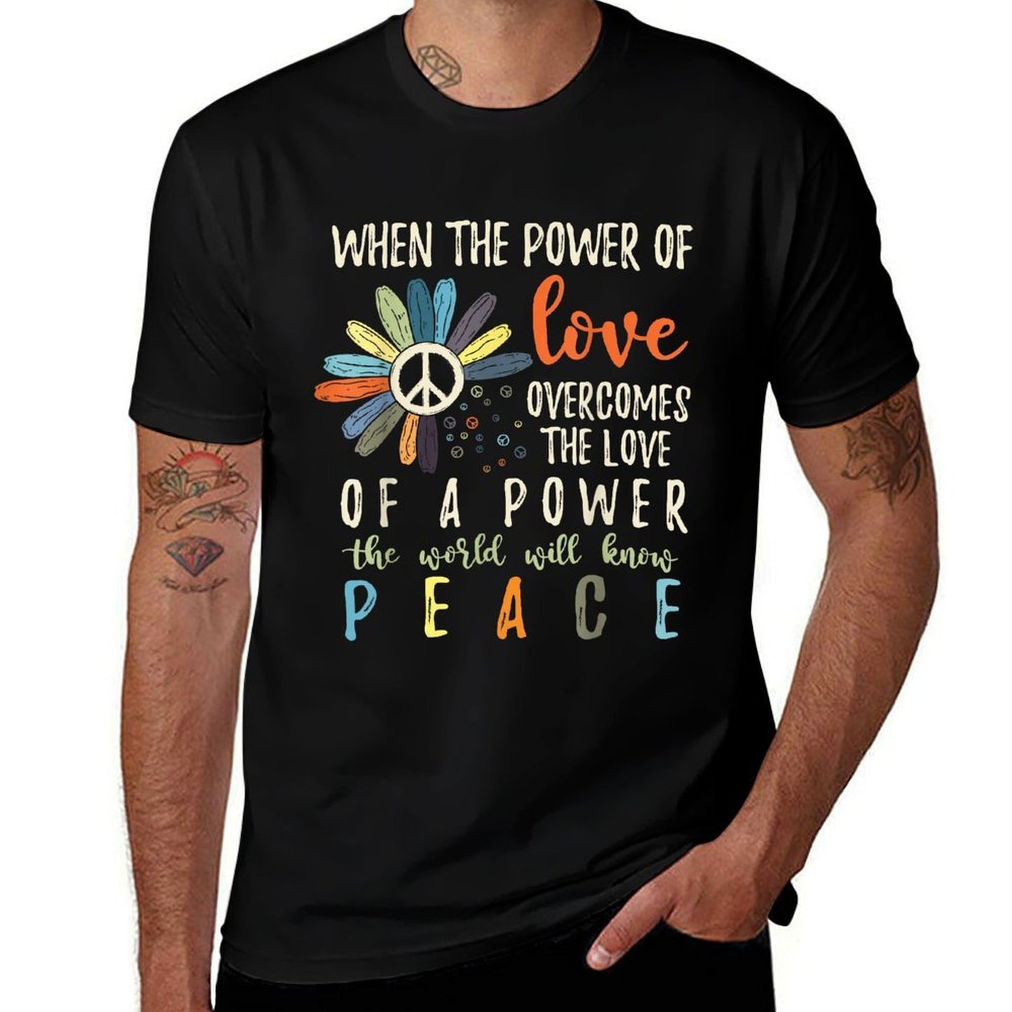 When The Power Of Love Overcomes The Love Of Power Flowers  Oversized Silhouette T-Shirt