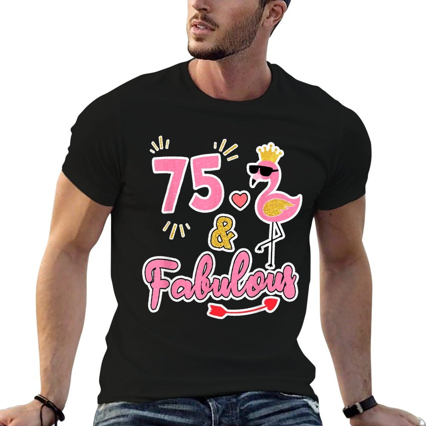 75 And Fabulous - 75 Years Old Gift - 75th Birthday  Summer-ready Fabric T-Shirt