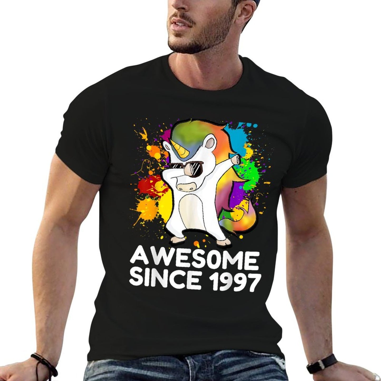 21st Birthday - Born in 1997 Dabbing Unicorn Men Women  Relaxed-fit T-Shirt