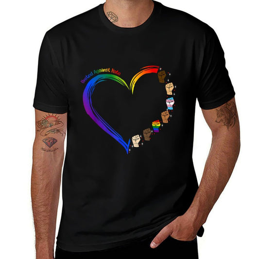 United Against Hate LGBT Pride Black Melanin Heart Rainbow  Classic T-Shirt