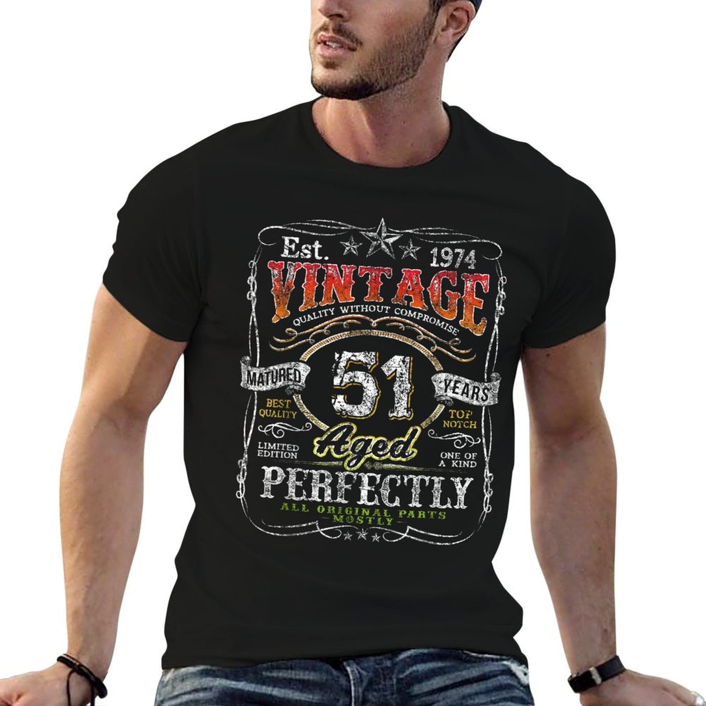 Vintage 1974 Limited Edition 51 Year Old 51st Birthday  Summer-ready Fabric T-Shirt
