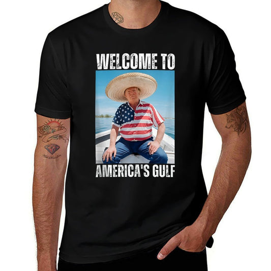 Welcome Trump America's Gulf Mexico President Trump Sombrero  Vintage-inspired T-Shirt
