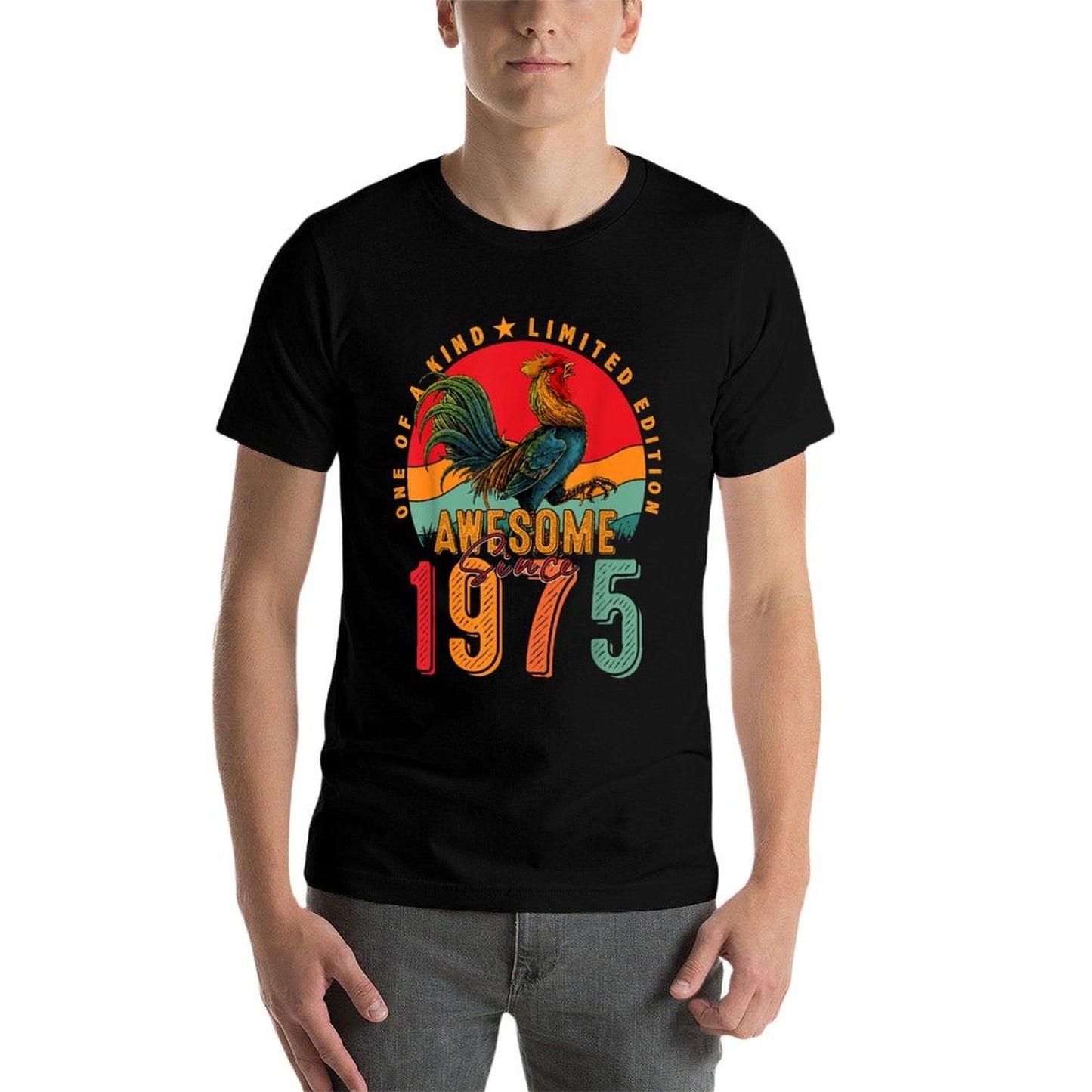 50th Birthday Chicken Awesome Since 1975 Farmer 50 Years Old  Oversized Silhouette T-Shirt