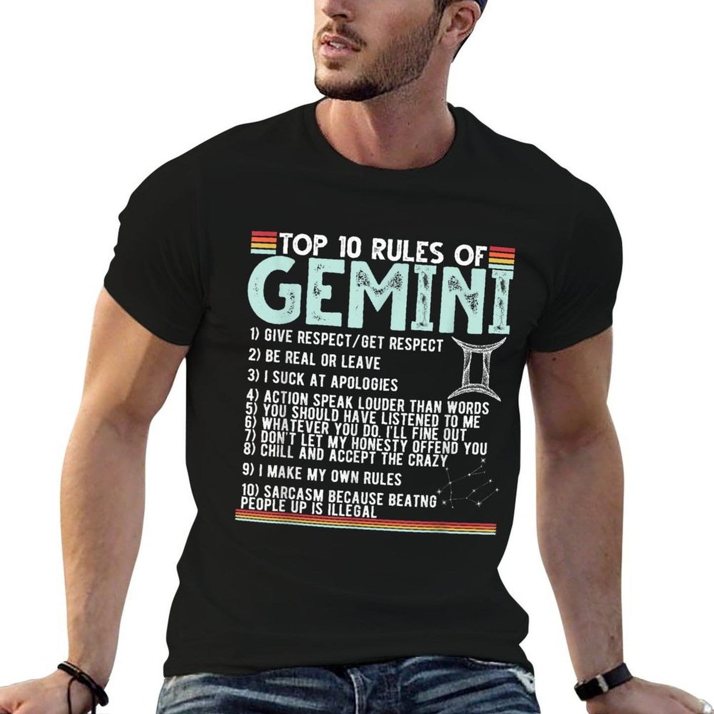 Vintage Astrology May June Birthday Zodiac Sign Retro Gemini  Moisture-wicking T-Shirt