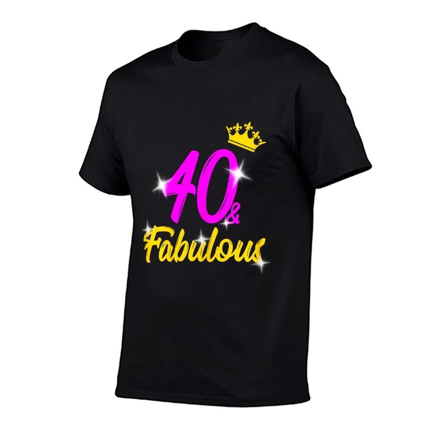 Womens 40 And Fabulous Queen 40th Birthday  Ribbed Collar T-Shirt