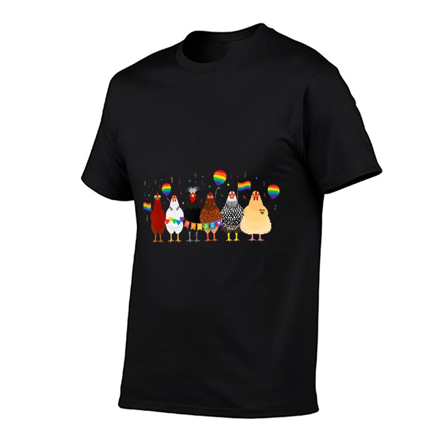 Vintage Gay Pride Chickens With Balloon Rainbow LGBTQ  Graphic-printed T-Shirt