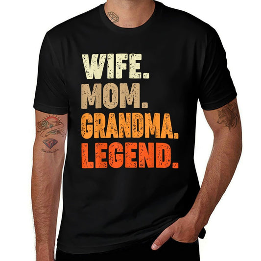 Wife Mom Grandma Legend Mother Grandmother Vintage Funny  Heathered Texture T-Shirt