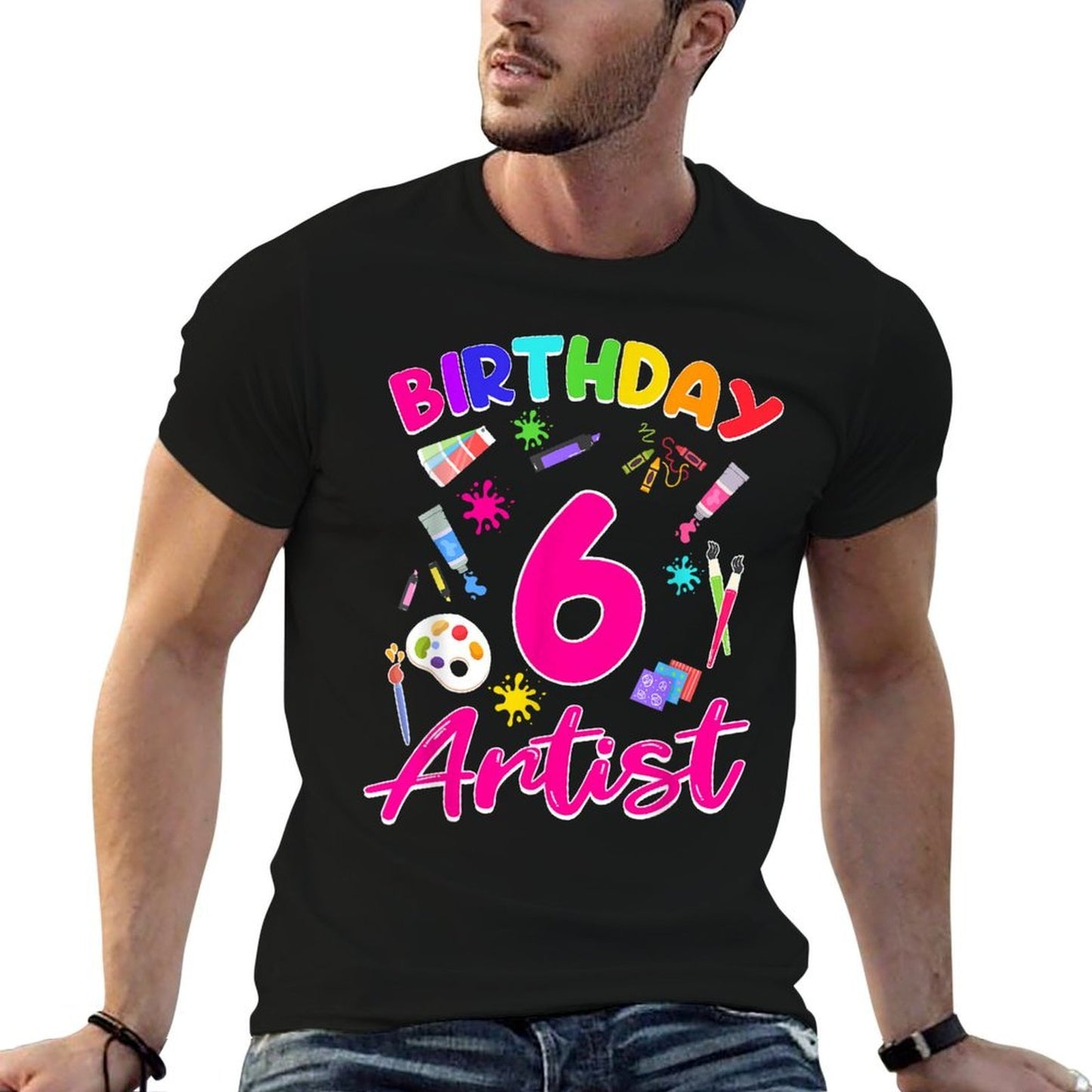 6 Year Old Birthday Art Painting Party 6th Kids Birthday  Moisture-wicking T-Shirt
