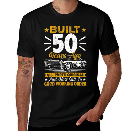 Womens Retro Built 50 Years Ago Funny 50th Birthday 50 Years Old  Fade-proof Color T-Shirt