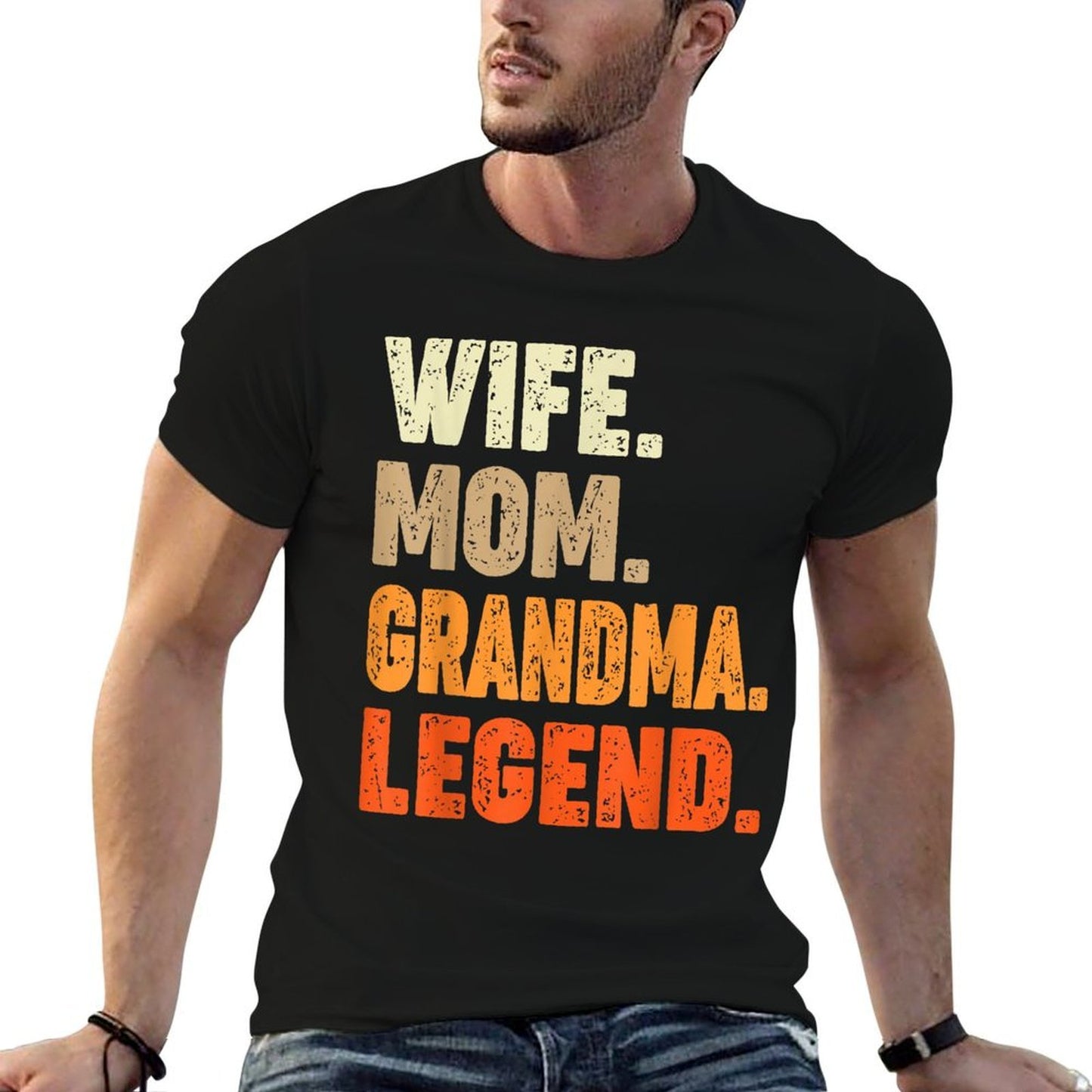 Wife Mom Grandma Legend Mother Grandmother Vintage Funny  Heathered Texture T-Shirt