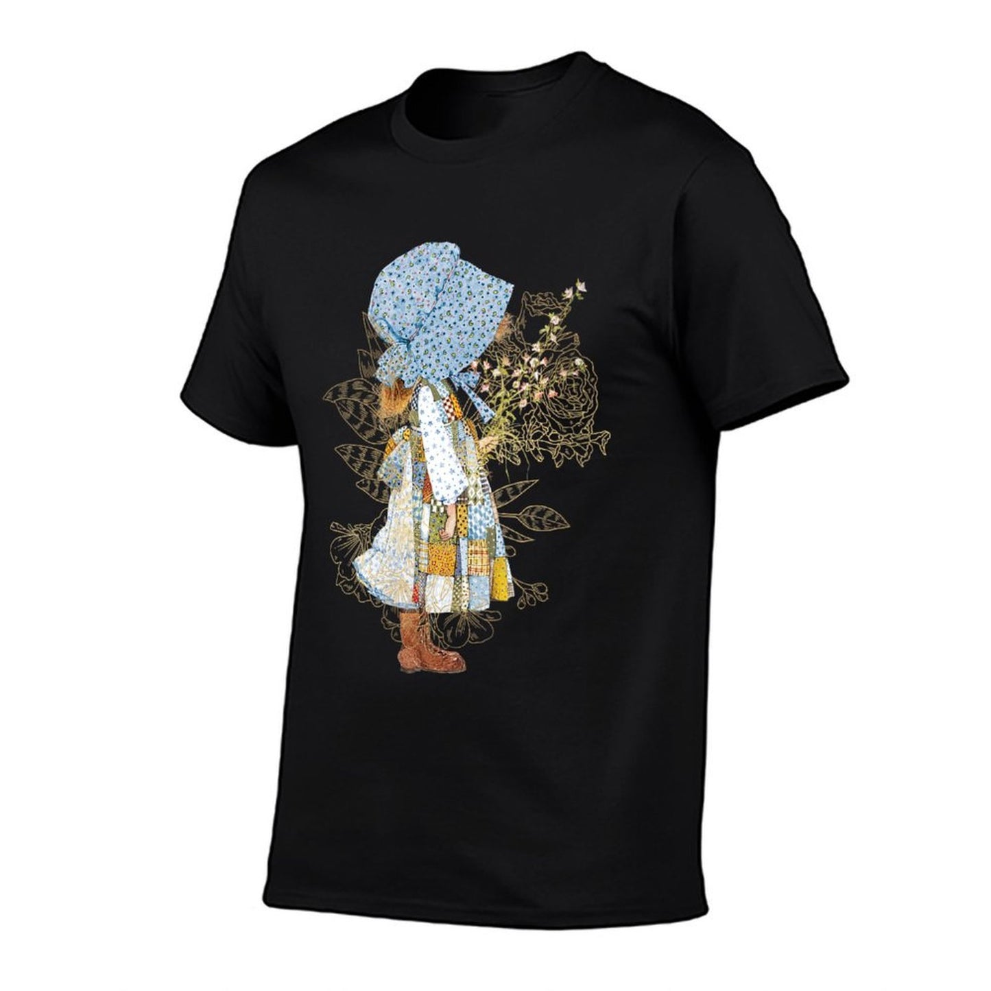 Womens Holly Hobbie Classic Hat And Flowers  Fade-proof Color T-Shirt