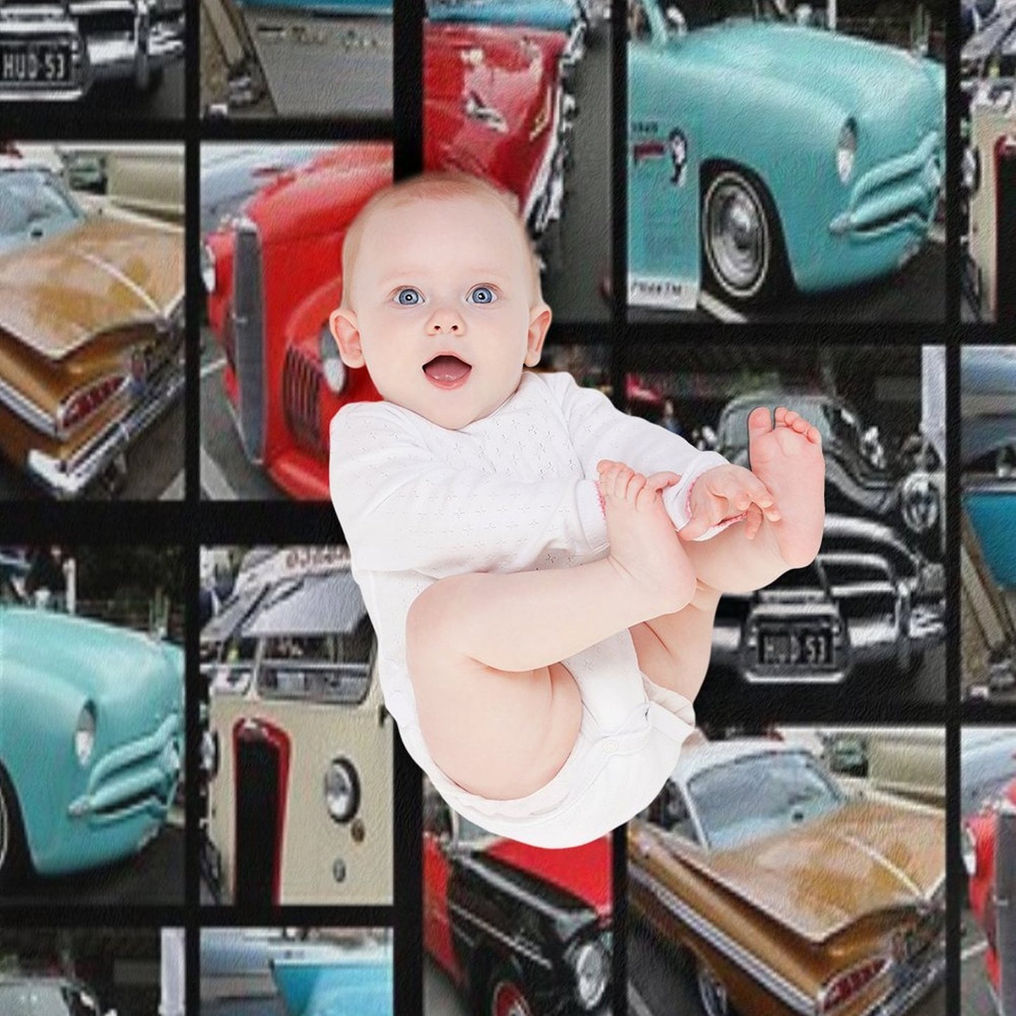 Vintage Car Collage Versatility Throw Blanket