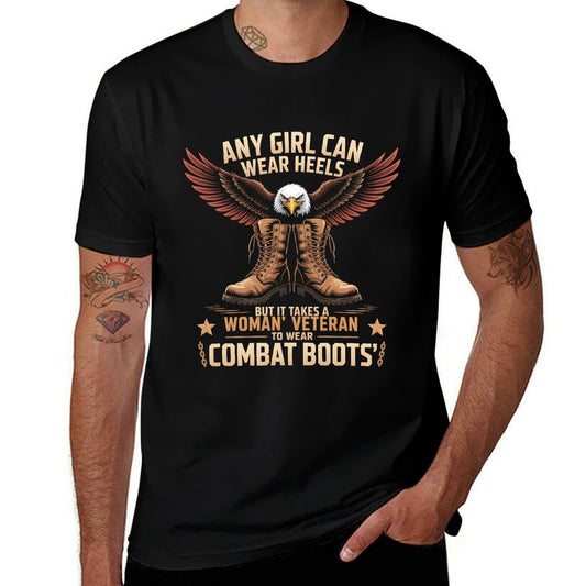 Woman Veteran Combat Boots Military Patriotic Gift  Durable T-Shirt