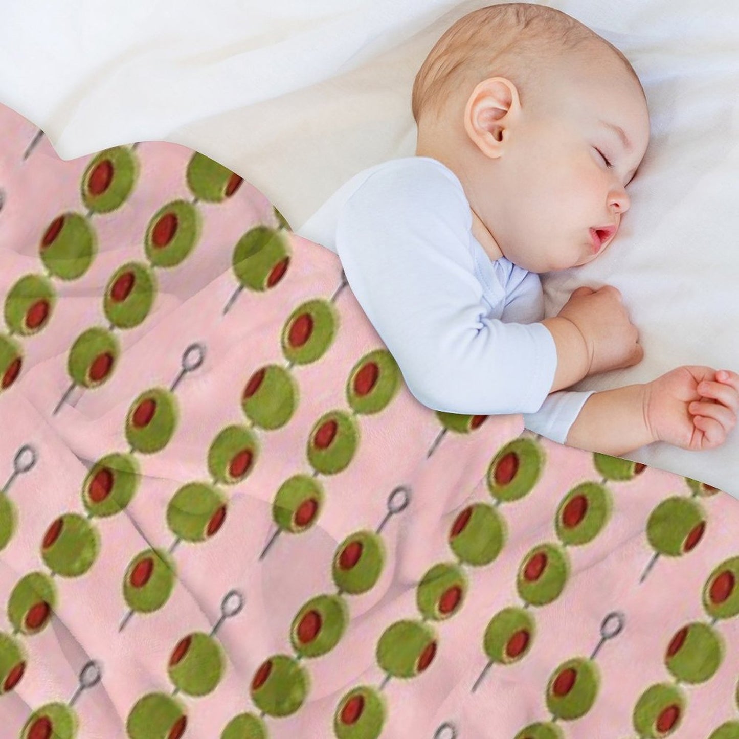 Martini Cocktail Olives  - Olives on A Stick (pink) Machine-washable Throw Blanket