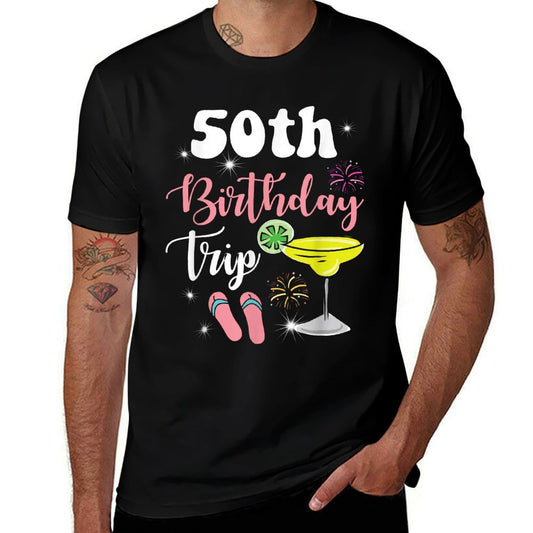 50th Birthday Trip Margarita Flip Flops 50 Years Old Summer  Stretchy T-Shirt