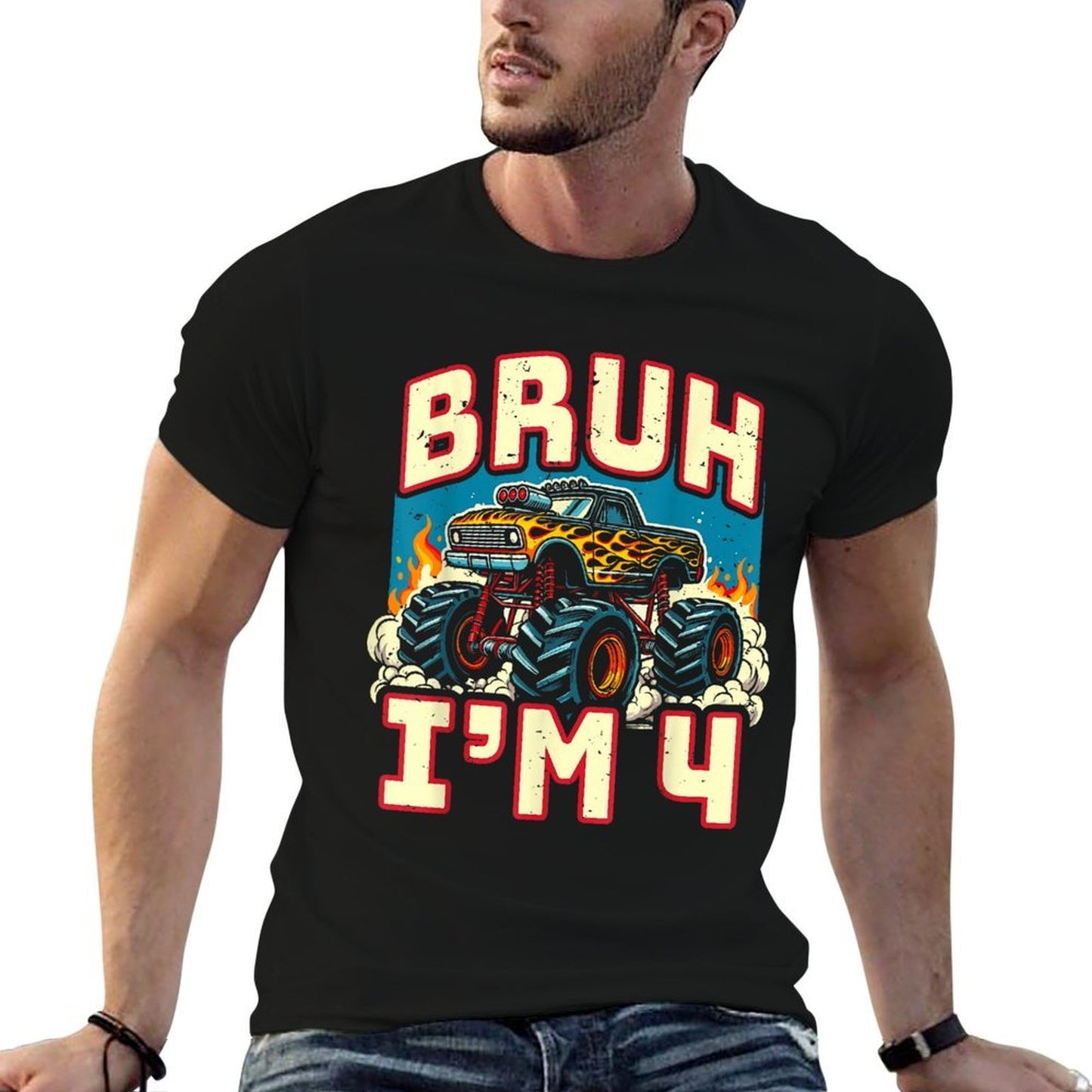 4 Year Old Birthday Monster Truck Bruh It's My 4th Birthday  Durable T-Shirt