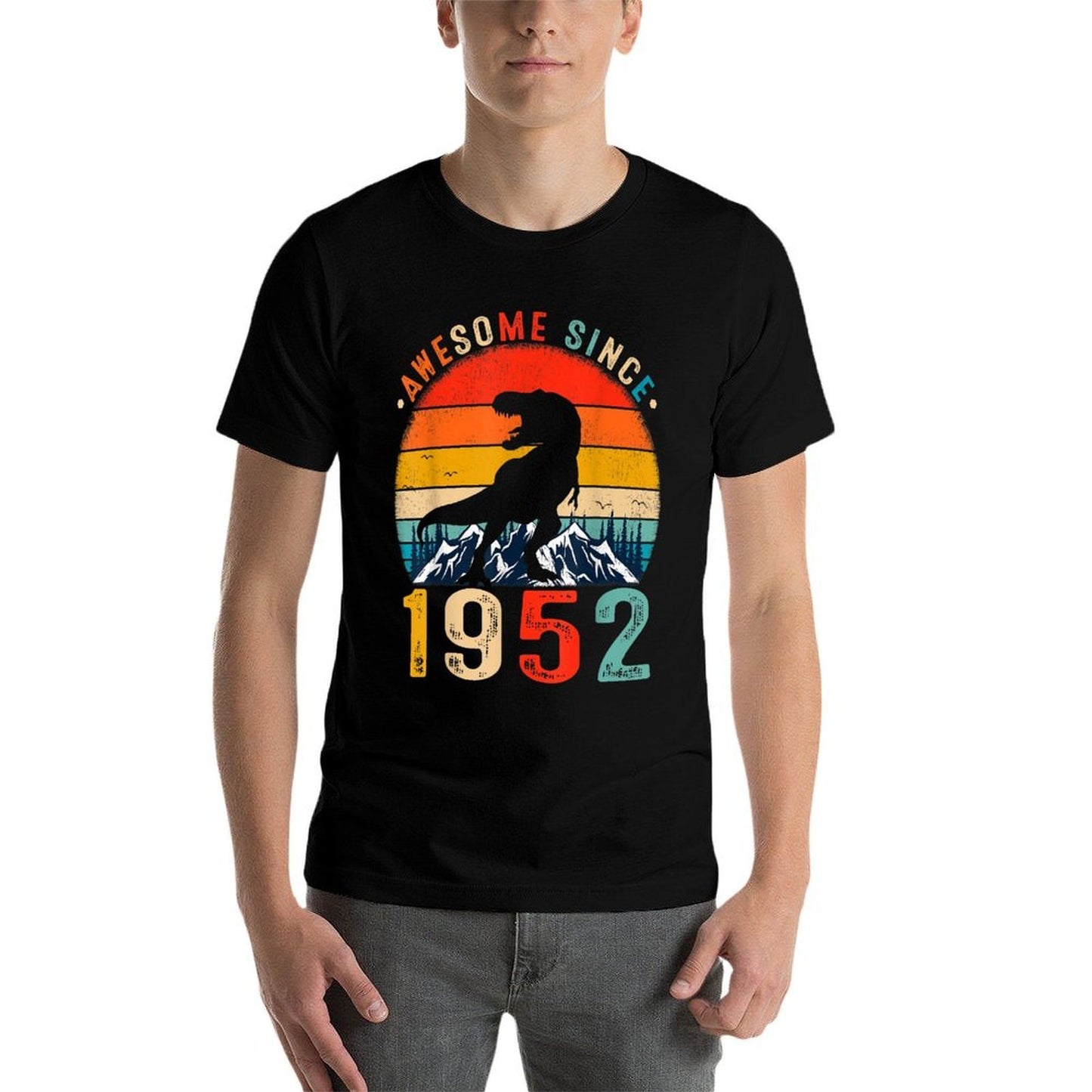 70 Years Old Awesome Since 1952 Dinosaur 70th Birthday  Oversized Silhouette T-Shirt