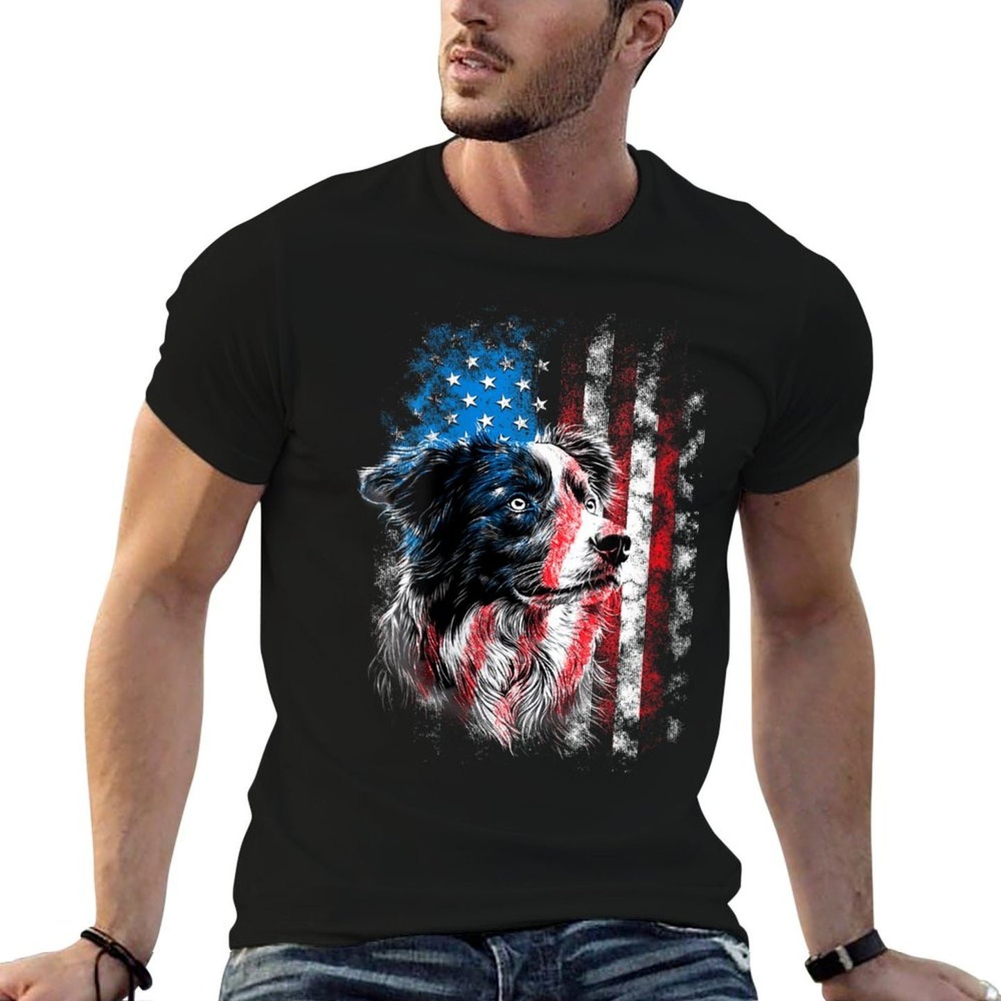 Womens Australian Shepherd 4th of July Dog Lover Men Women  Slim-fit Cut T-Shirt
