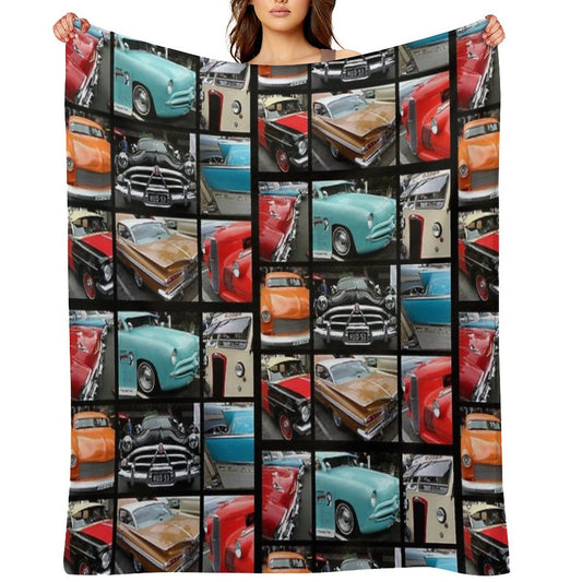 Vintage Car Collage Versatility Throw Blanket