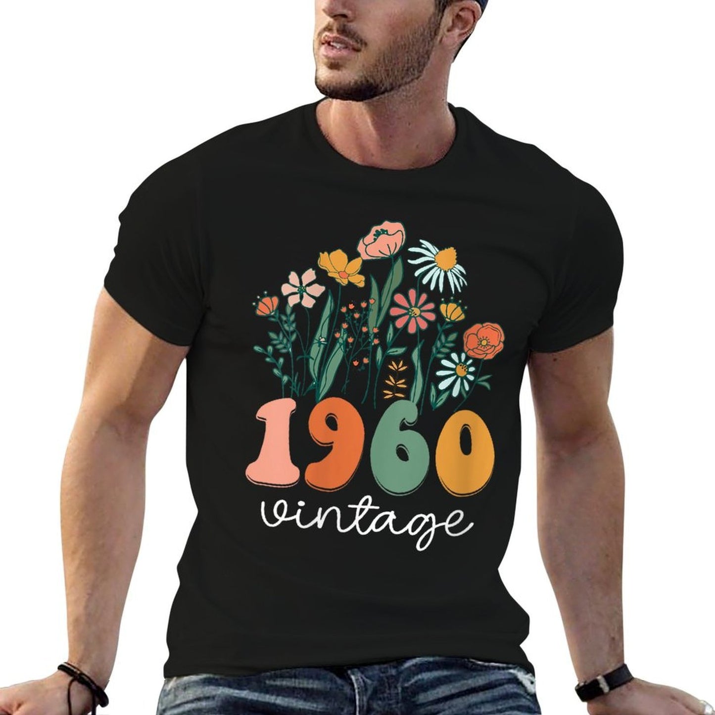 Womens 65 Years Old Vintage 1960 65th Women Birthday Wildflower  Tagless Design T-Shirt