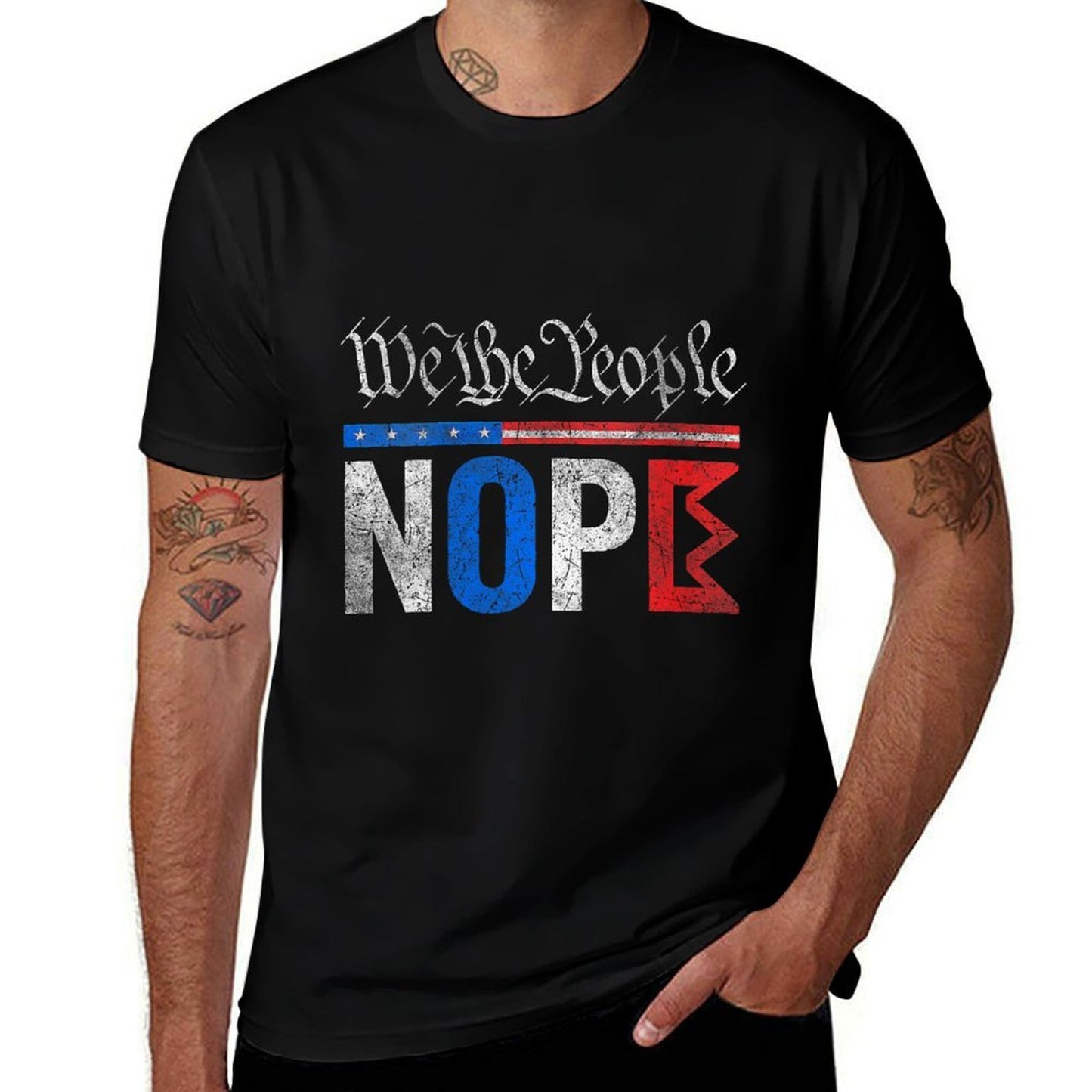 Womens No Kings Nope Protest Graphic Distressed USA Design Vintage  Stretchy T-Shirt