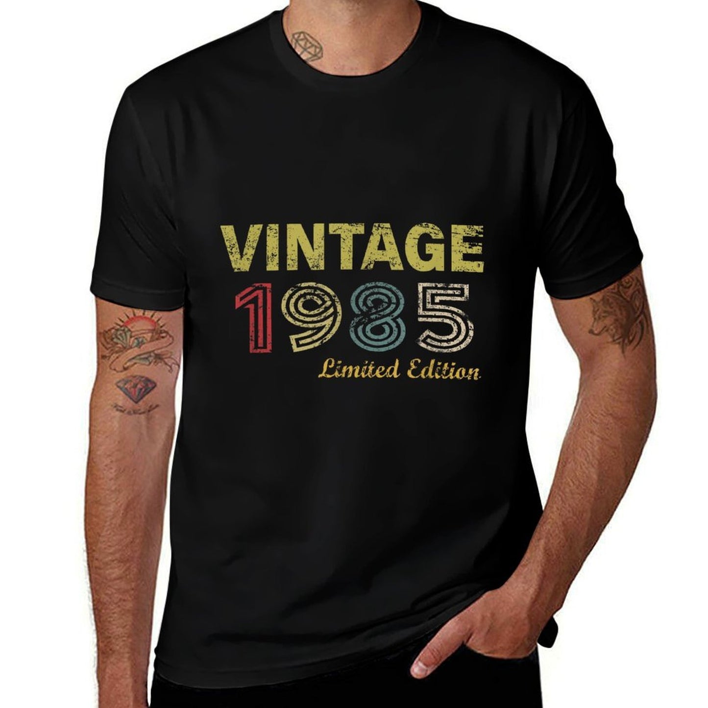 Vintage 1985 Cool 40 Year Old Bday 40th Birthday Men Women  Ribbed Collar T-Shirt
