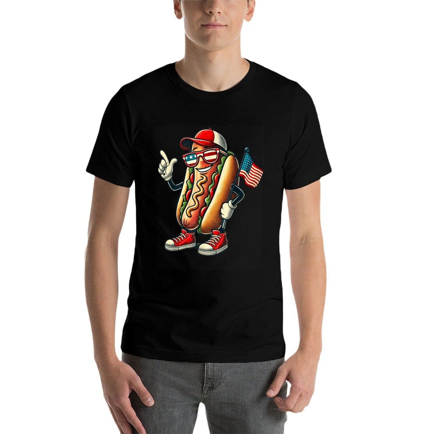 4th of July Hotdog Patriotic USA Retro Boys Men Kids  Versatile T-Shirt