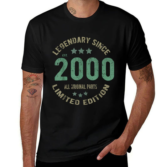 25 Year Old Bday Legend Since 2000 - Vintage 25th Birthday  Rolled Sleeves T-Shirt