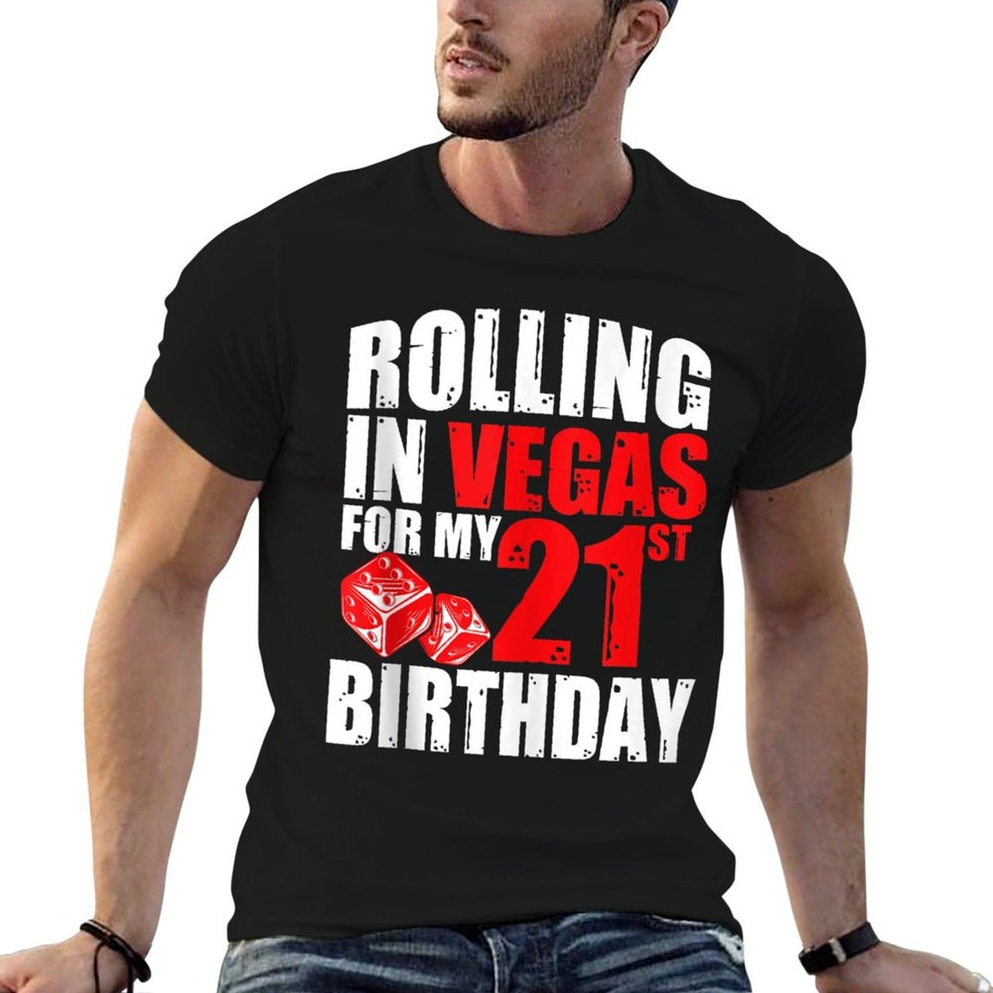 21st Birthday Squad Rolling In Vegas For My 21st Birthday  Summer-ready Fabric T-Shirt