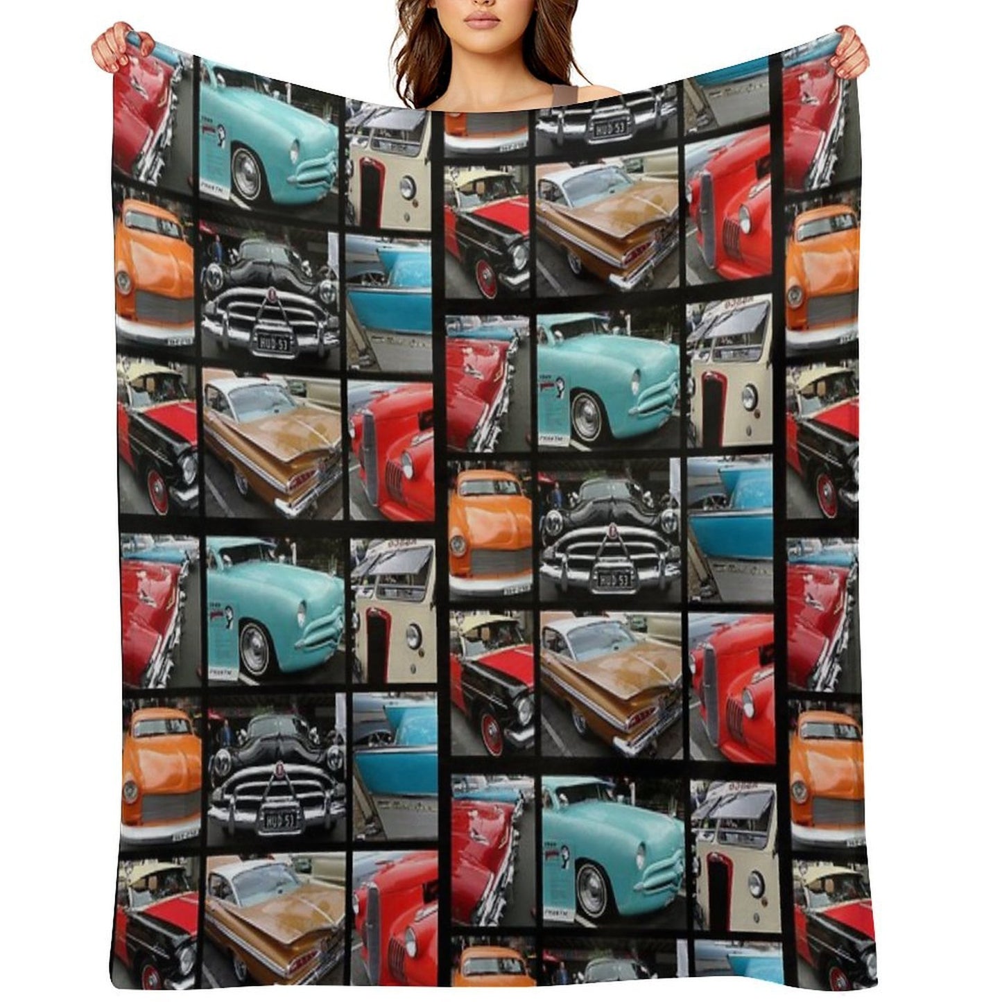Vintage Car Collage Versatility Throw Blanket