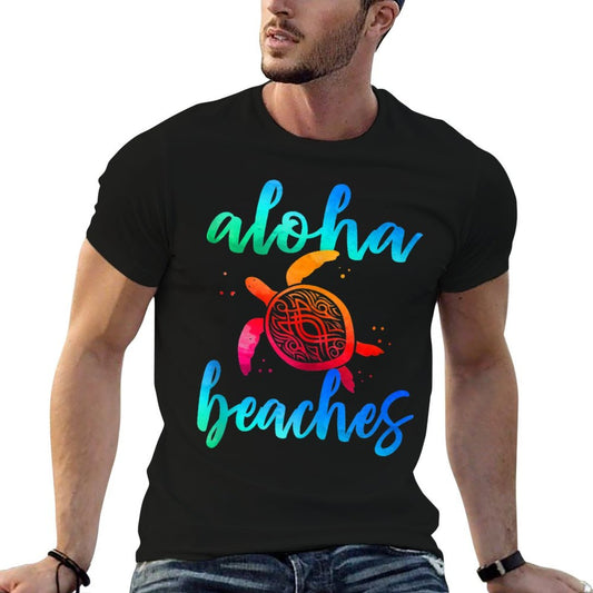 Watercolor Aloha Beaches Turtle Hawaiin Sea Turtles  Wrinkle-resistant T-Shirt
